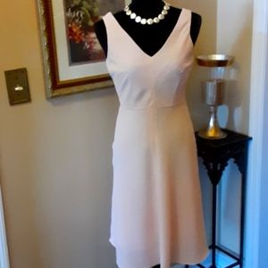 Talbots Petite pale pink blush sleeveless dress Vneck front/back texture 6 EUC…